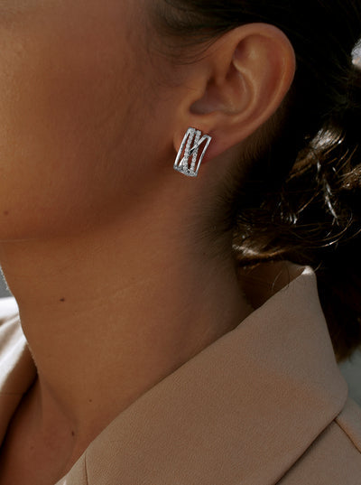 Pendientes novia pequeños plata entrelazados JO-11610-A