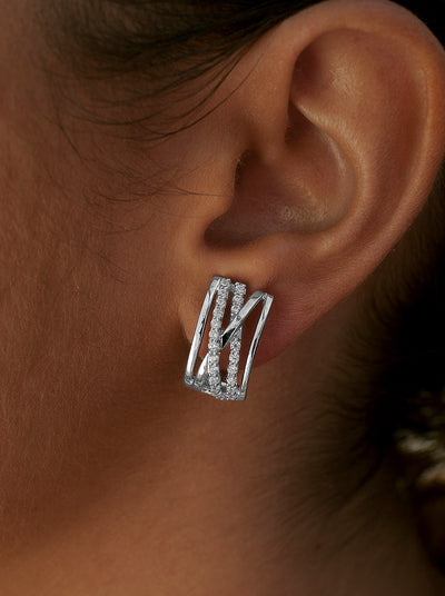 Pendientes novia pequeños plata entrelazados JO-11610-A