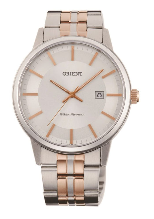 Reloj Orient Hombre Bicolor Cuarzo FUNG8001W0 Esfera Blanca - Relojería Joyería Orlando