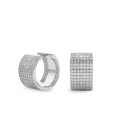 Pendientes aro anchos circonitas engastadas medianos JO-20003-A