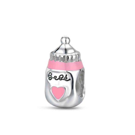 Abalorio biberón bebé esmalte rosa (JO-9122906)