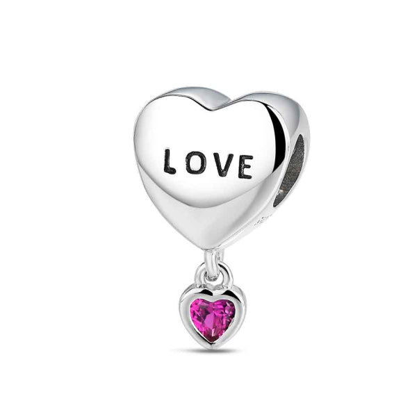 Abalori cor love amb pedra fúcsia (JO-9123159)