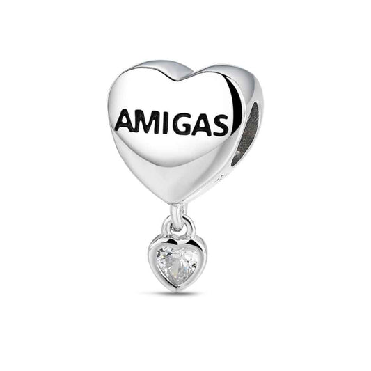 Abalorio corazón amigas con piedra blanca (JO-9123162)