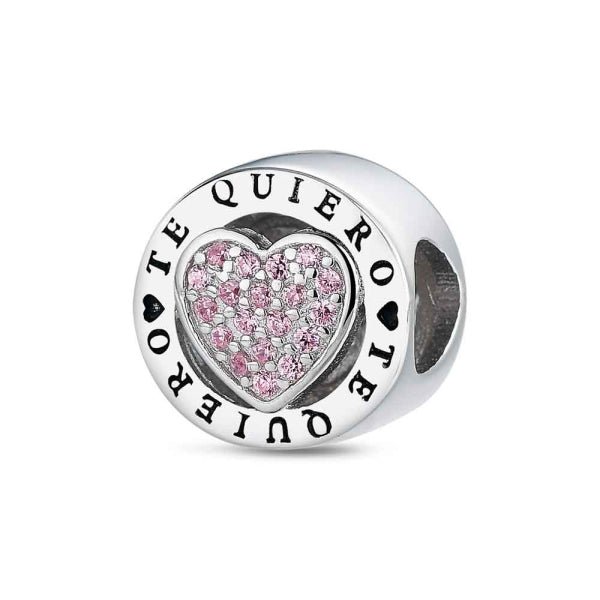 Abalorio disco te quiero con circonitas rosas (JO-9123167) - Relojería Joyería Orlando