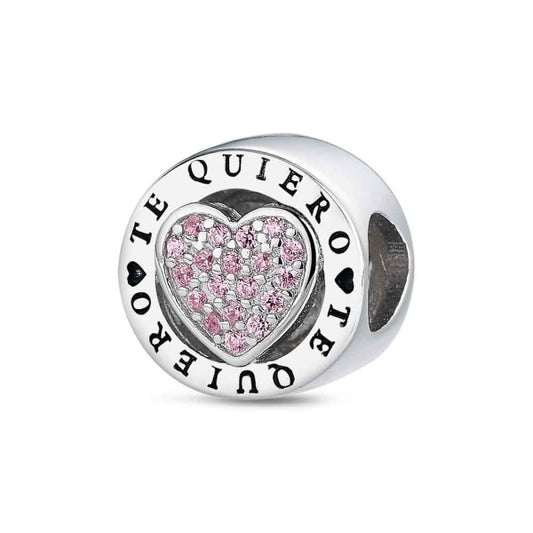 Abalorio disco te quiero con circonitas rosas (JO-9123167) - Relojería Joyería Orlando