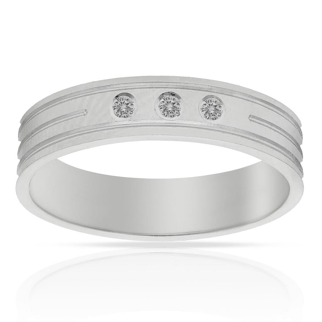 ALIANZA ORO BLANCO 18KL 3 DIAMANTES -5MM