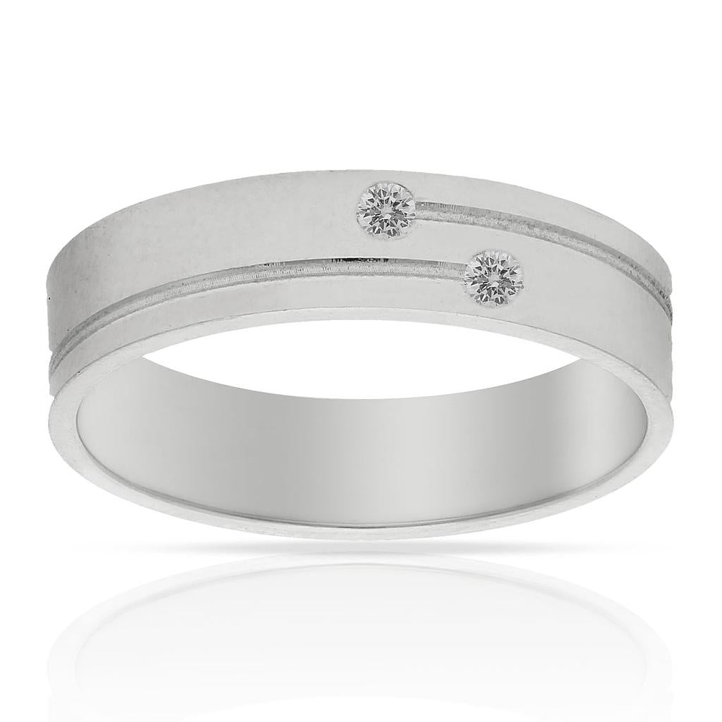 ALIANZA ORO BLANCO 18KL 2 DIAMANTES - 5MM
