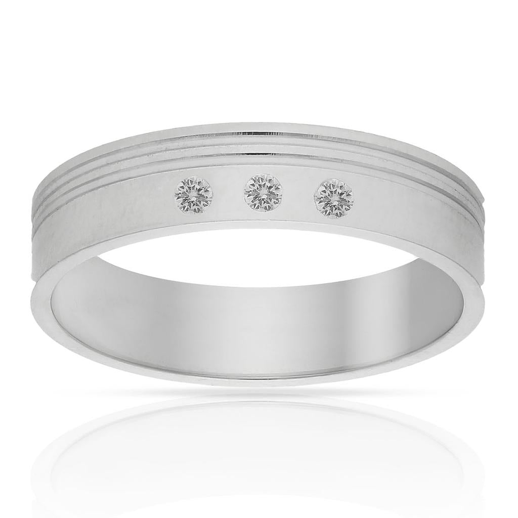 ALIANZA ORO BLANCO 18KL 3 DIAMANTES - 5MM
