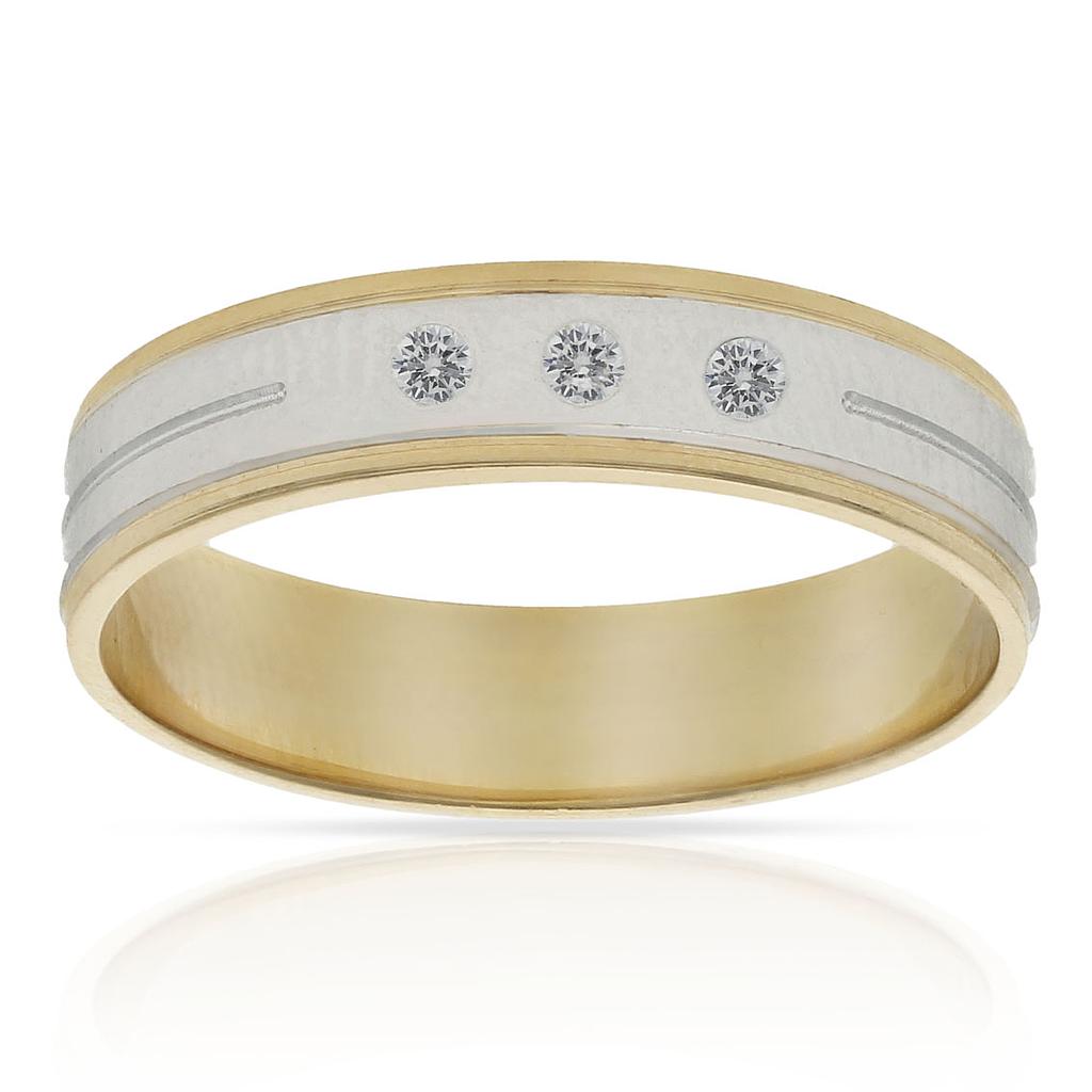ALIANZA ORO 18KL BICOLOR 3 DIAMANTES - 5MM