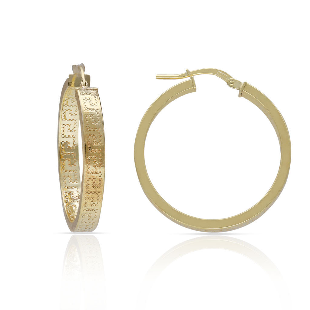 AROS PLATA CHAPADA ORO GRECA - 25MM