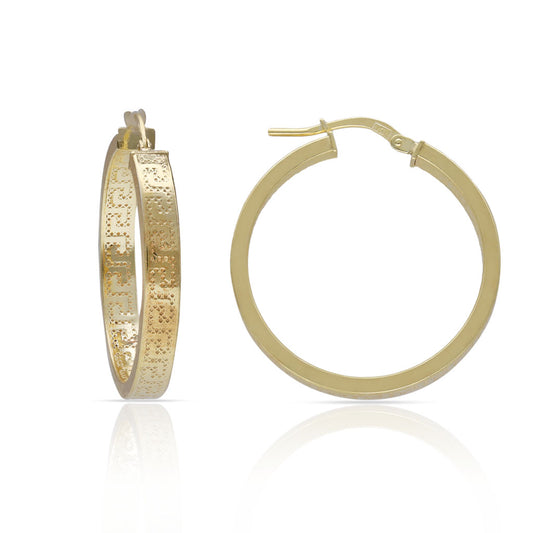 AROS PLATA CHAPADA ORO GRECA - 25MM