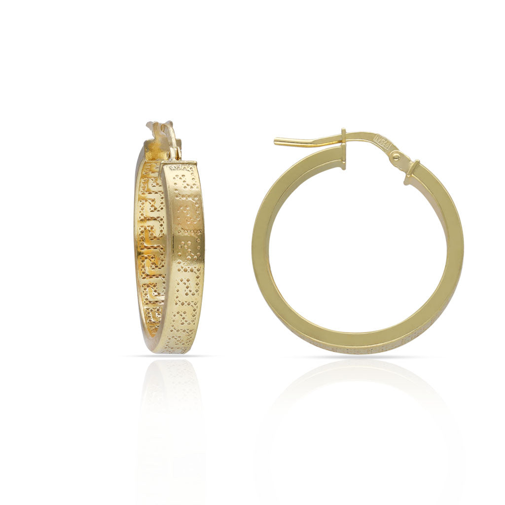 AROS PLATA CHAPADA ORO GRECA - 20MM