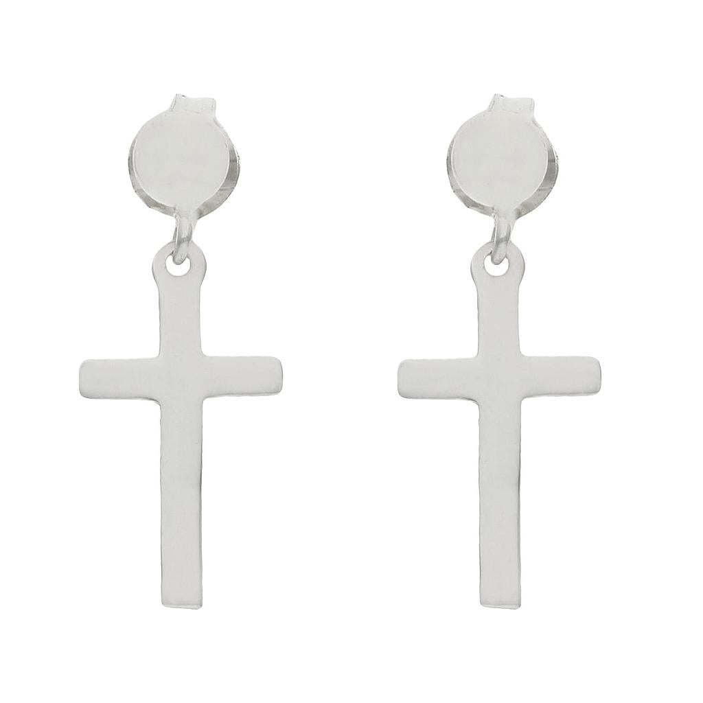 PENDIENTES CRUZ PLATA 925MM