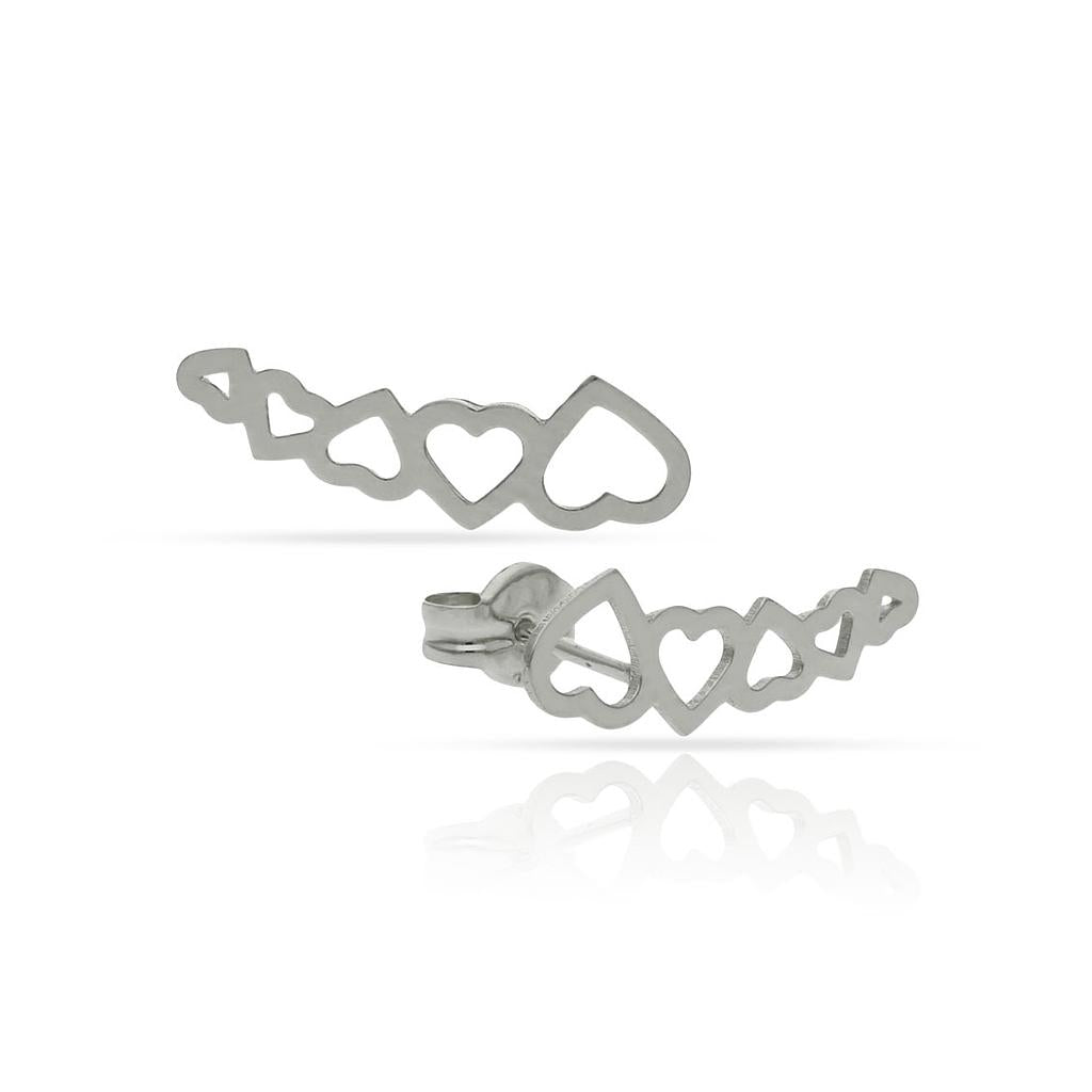 PENDIENTES PLATA 925MM TREPADORES CORAZONES