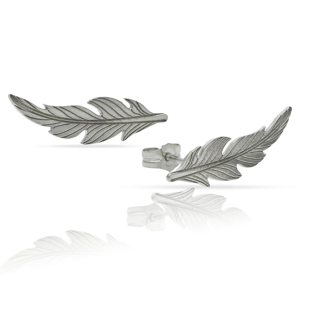 PENDIENTES PLATA 925MM TREPADORES PLUMA