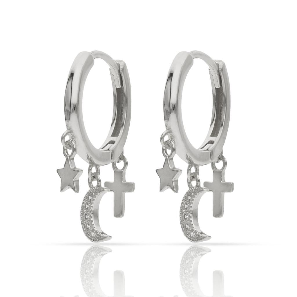 CERCLES PLATA 925MM ESTRELLA + LLUNA + CREU - 5MM