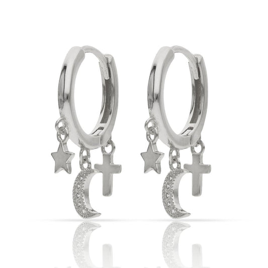 CERCLES PLATA 925MM ESTRELLA + LLUNA + CREU - 5MM