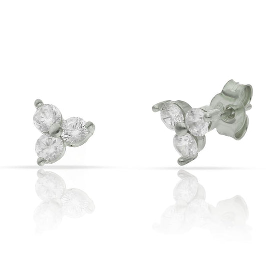 PENDIENTES PLATA 925MM TREBOL CIRCONITAS - 6.50MM