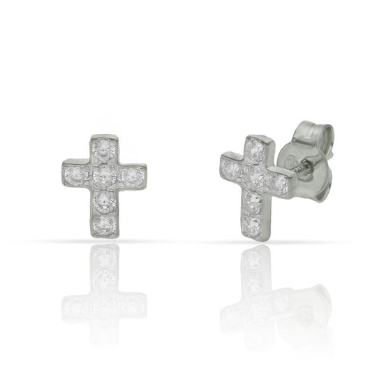 PENDIENTES PLATA 925MM CRUZ CIRCONITAS - 6.50X8MM
