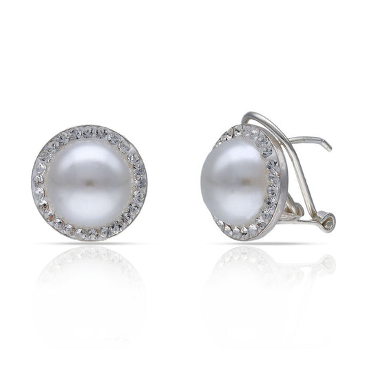 PENDIENTES PLATA 925MM CIRCONITAS + PERLAS - 13MM