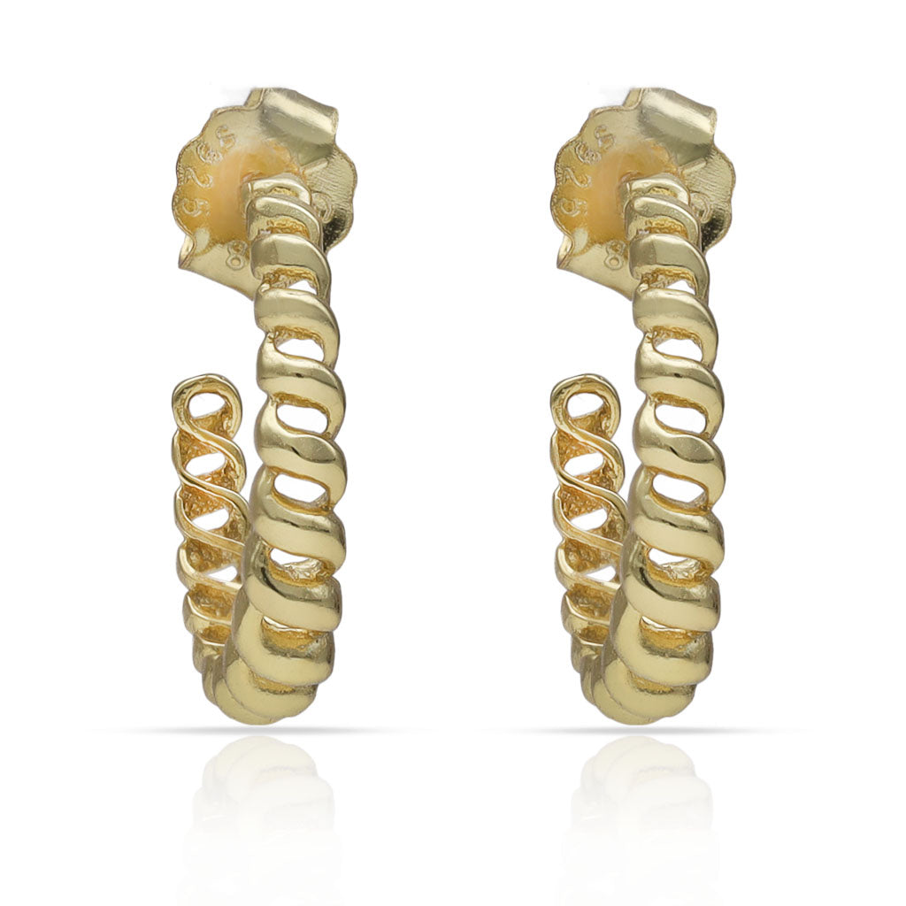 AROS PLATA CHAPADA ORO BARBADA LISA - 13MM