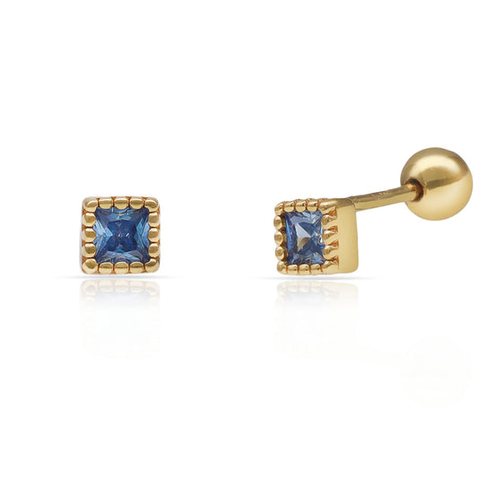 ARRACADES PLATA XAPADA OR QUADRATS - 4x4MM