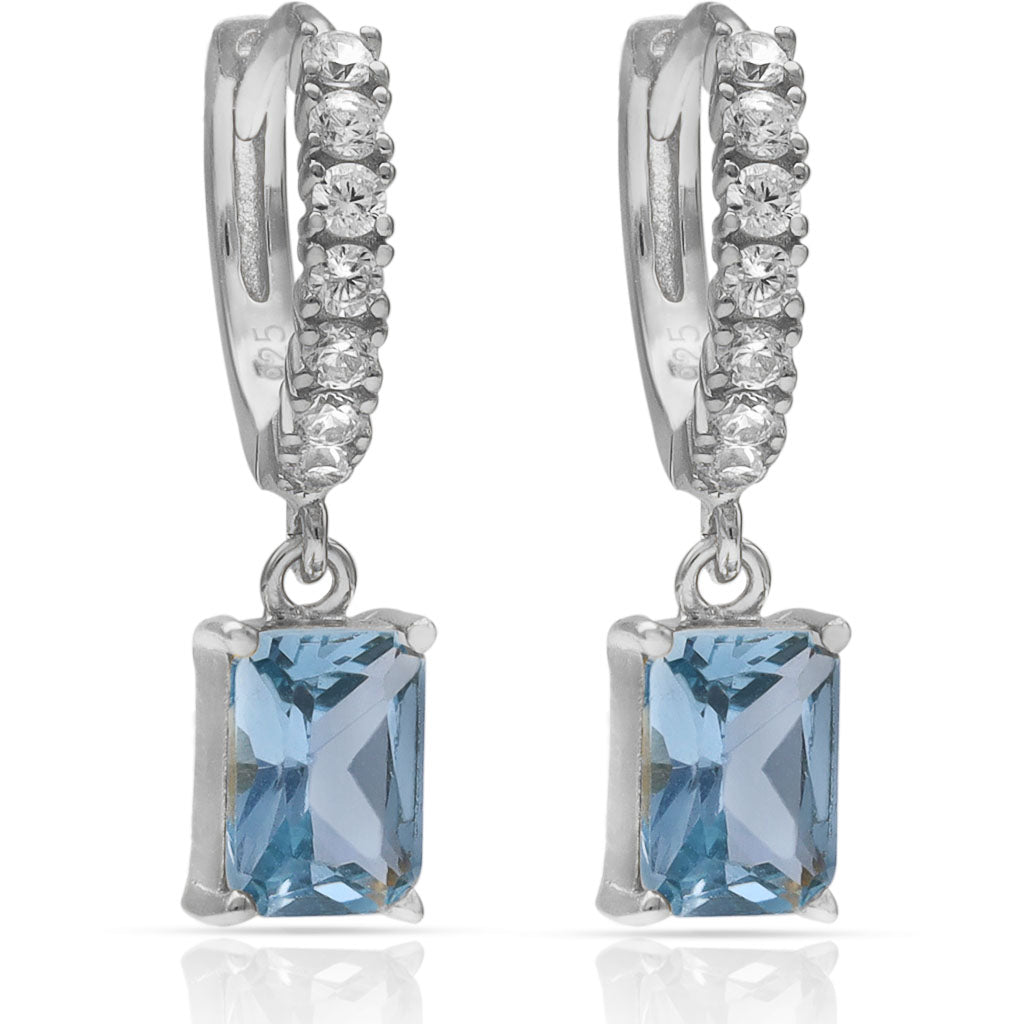 ARRACADES PLATA 925MM PEDRES AIGUA + CIRCONETES