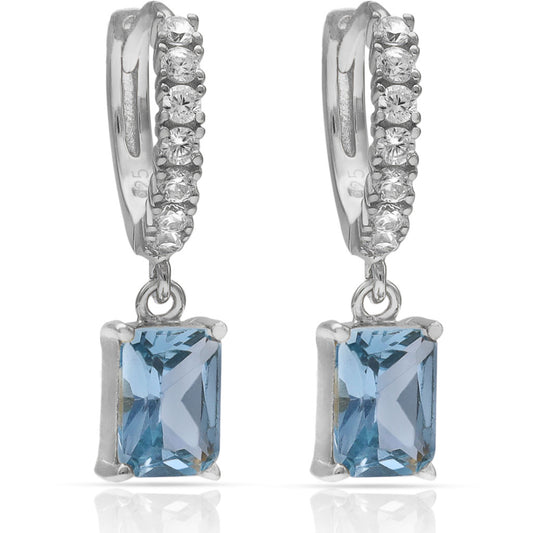 ARRACADES PLATA 925MM PEDRES AIGUA + CIRCONETES