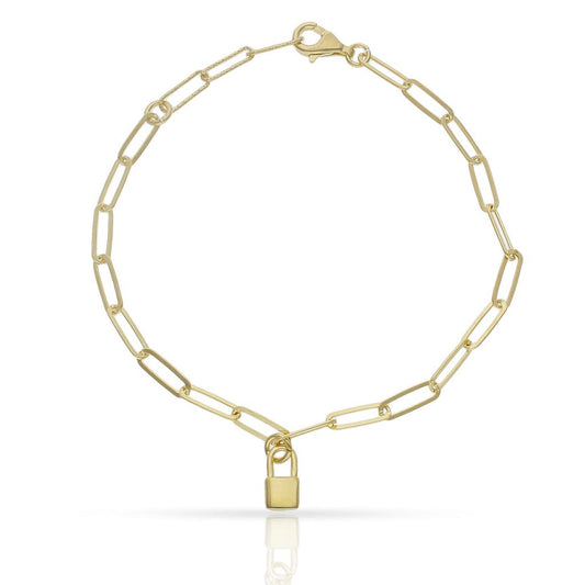 PULSERA PLATA CHAPADA ORO CANDADO