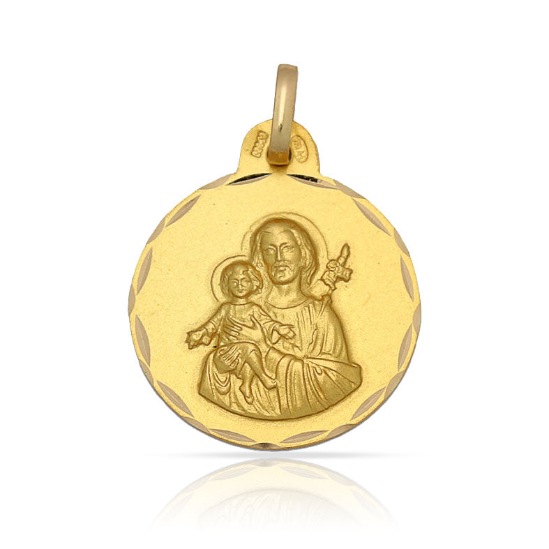 MEDALLA PLATA CHAPADA EN ORO SAN JOSE - 17MM