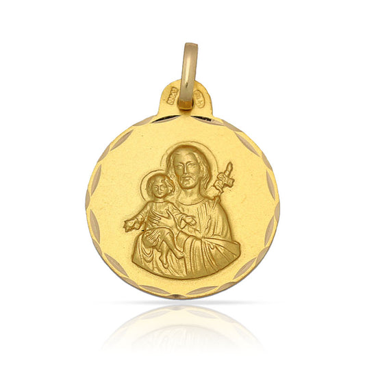 MEDALLA PLATA CHAPADA EN ORO SAN JOSE - 17MM