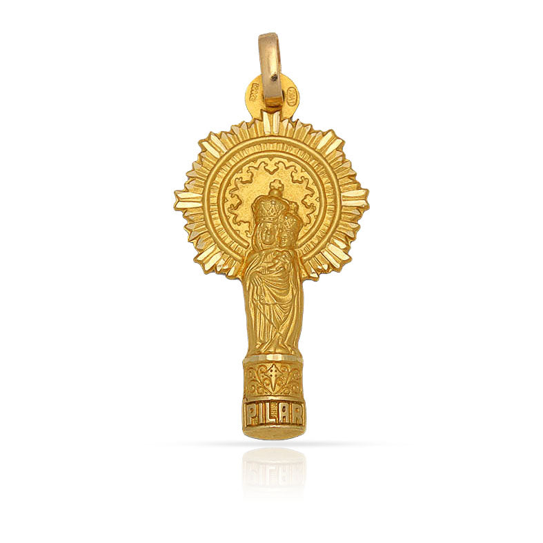 MEDALLA PLATA CHAPADA EN ORO V. DEL PILAR - 15x29MM
