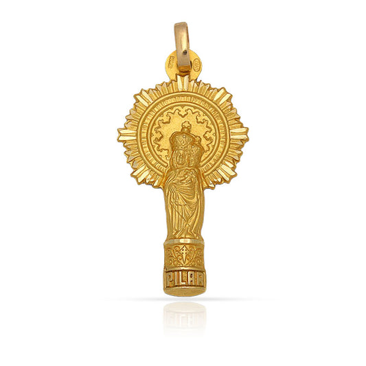 MEDALLA PLATA CHAPADA EN ORO V. DEL PILAR - 15x29MM