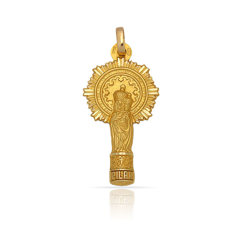 MEDALLA PLATA CHAPADA EN ORO V. DEL PILAR - 12x23MM *** AGOTADA TEMPORALMENTE**