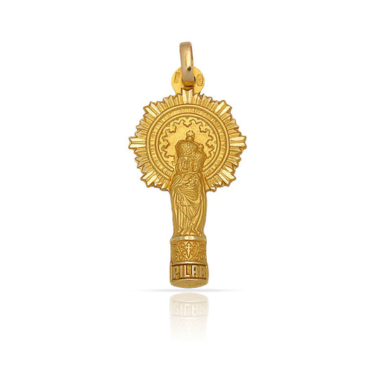 MEDALLA PLATA CHAPADA EN ORO V. DEL PILAR - 12x23MM *** AGOTADA TEMPORALMENTE**