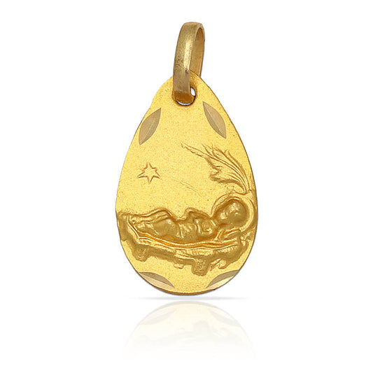 MEDALLA PLATA XAPADA EN OR NEN EN PALLA - 11x18MM