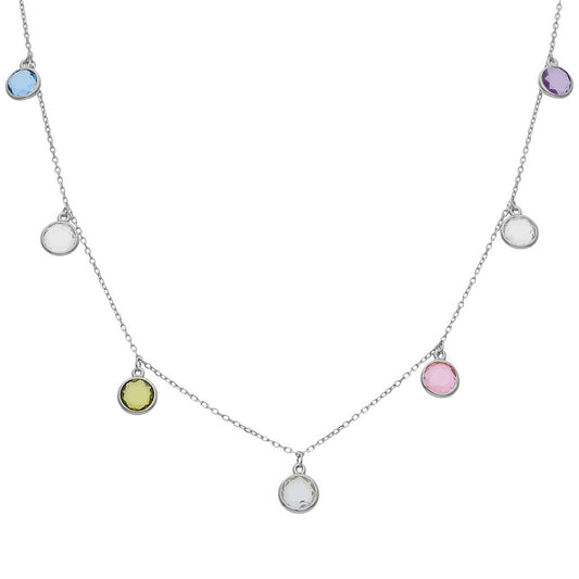 GARGANTILLA PLATA 925MM PIEDRAS COLORES
