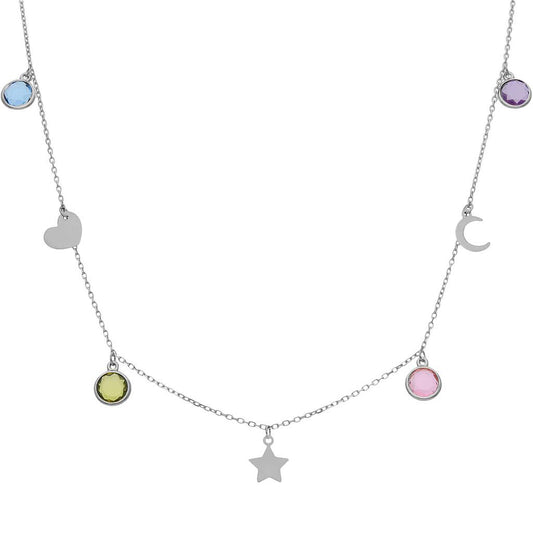 GARANTILLA PLATA 925MM MIX CHARMS+PEDRES