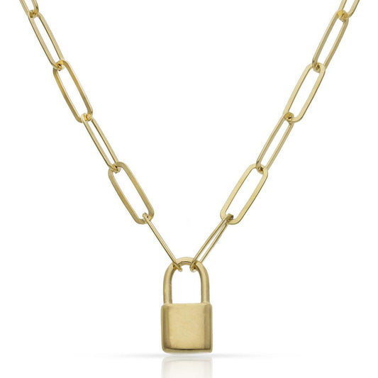 GARGANTILLA CANDADO PLATA CHAPADA ORO