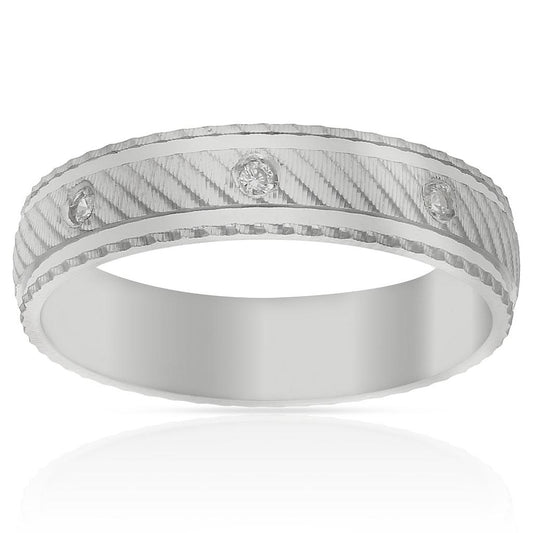 ALIANÇA PLATA 925MM 3 CIRCONETES - 5MM