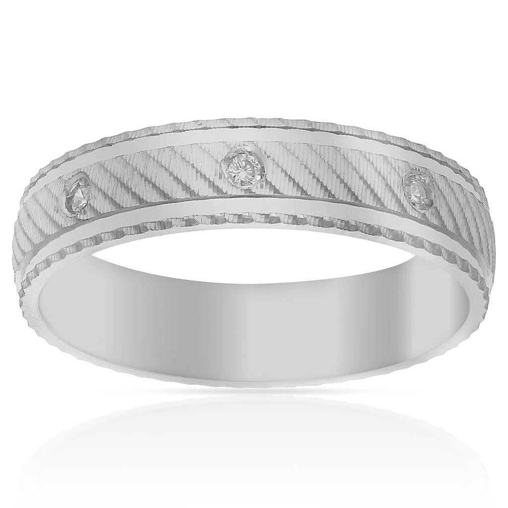 ALIANÇA PLATA 925MM 3 CIRCONETES - 5MM