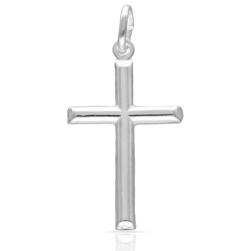 CRUZ PLATA 925MM PALO LISO GRANDE - 18x30MM