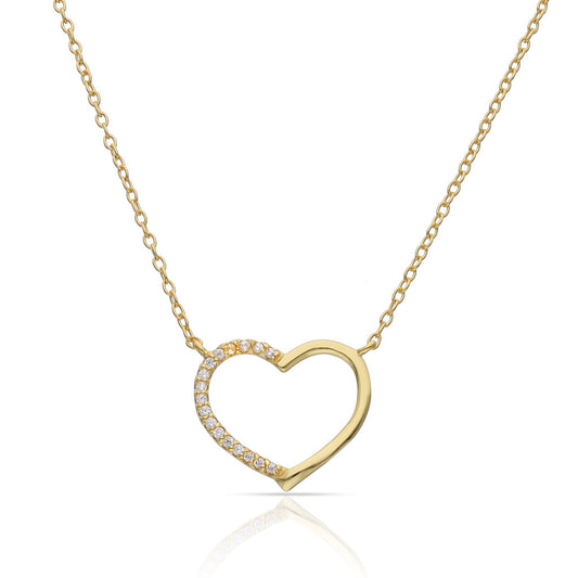 GARGANTILLA PLATA CHAPADA EN ORO CORAZON CIRCONITAS