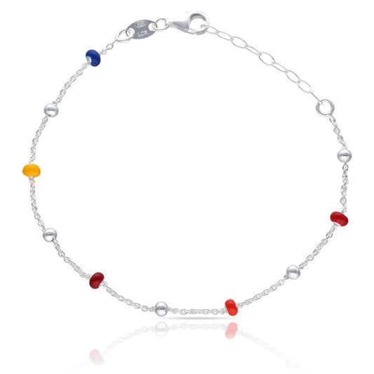 TOBILLERA PLATA 925MM BOLES ESMALTADES