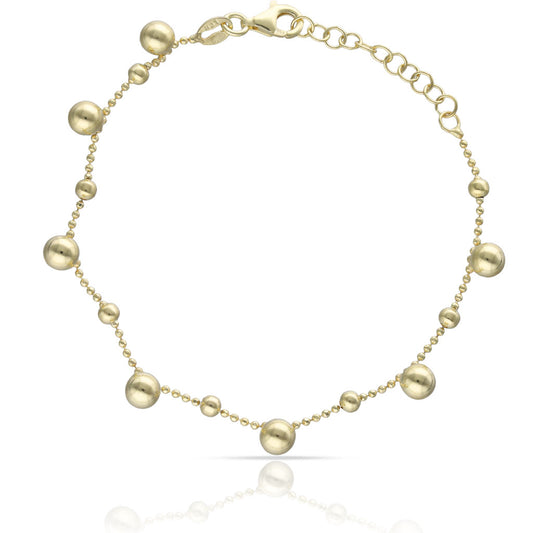 PULSERA PLATA CHAPADA ORO BOLAS