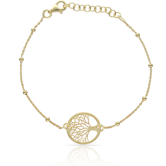 PULSERA PLATA CHAPADA EN ORO ARBOL DE LA VIDA