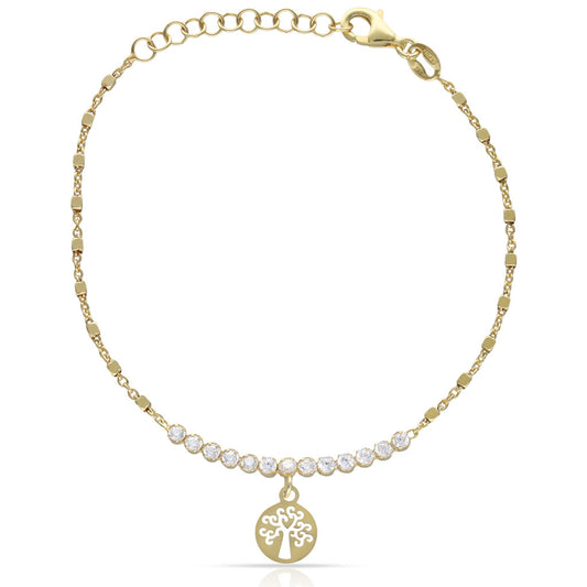 PULSERA PLATA CHAPADA EN ORO ARBOL DE LA VIDA