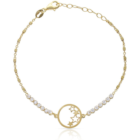 PULSERA PLATA CHAPADA EN ORO CIRCULO ESTRELLAS