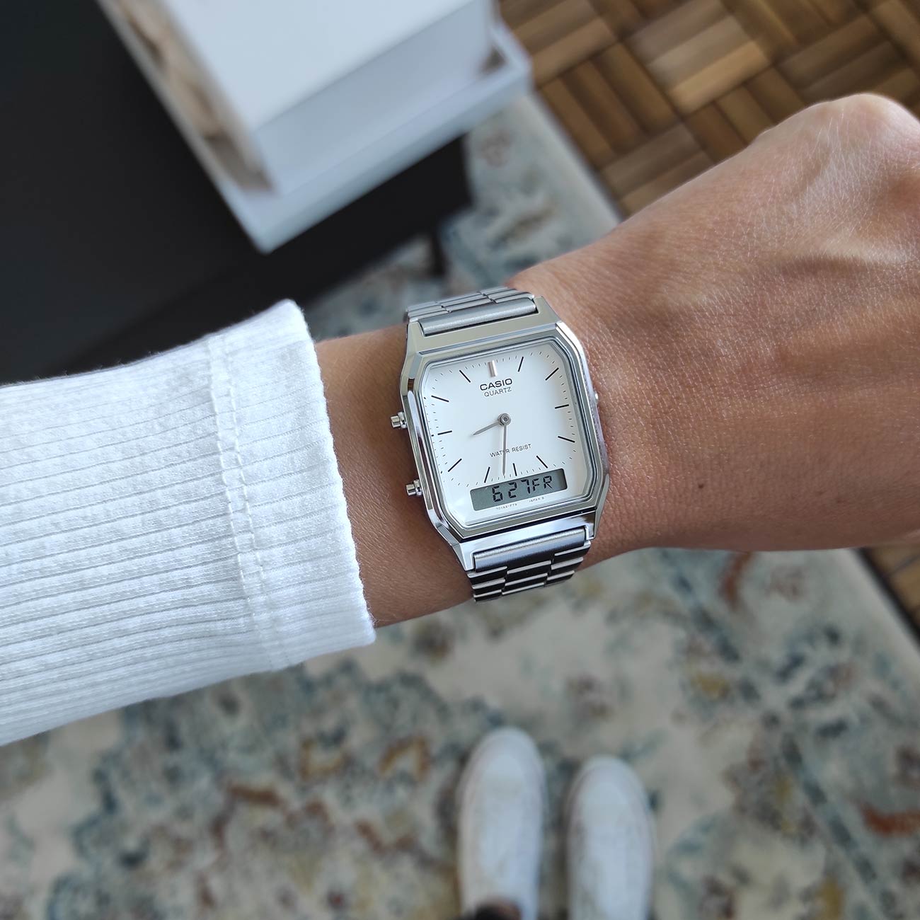 Reloj Casio Vintage AQ-230A-7DMQYES Ana-Digi Blanco - JO-AQ-230A-7DMQYES