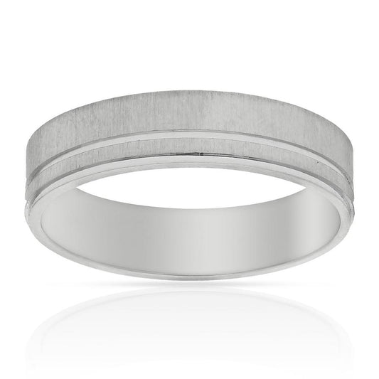 ALIANZA ORO BLANCO 18KL MATE-BRILLO -5MM